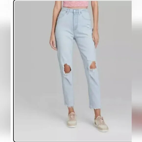 Wild Fable Super High Rise Mom Jean with Ripped Knees Size 0 READ - Picture 1 of 11